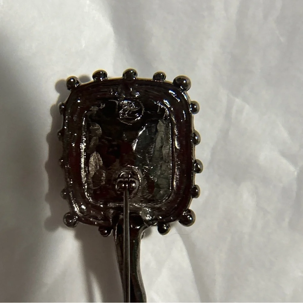 Vintage Karl Lagerfeld Curved Diamond Brooch 3.75”